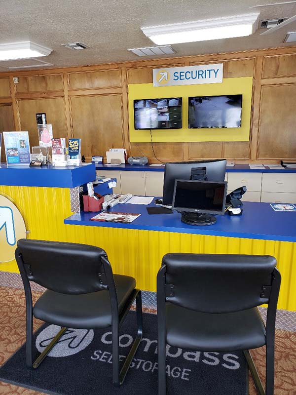 Security desk at Compass Self Storage.