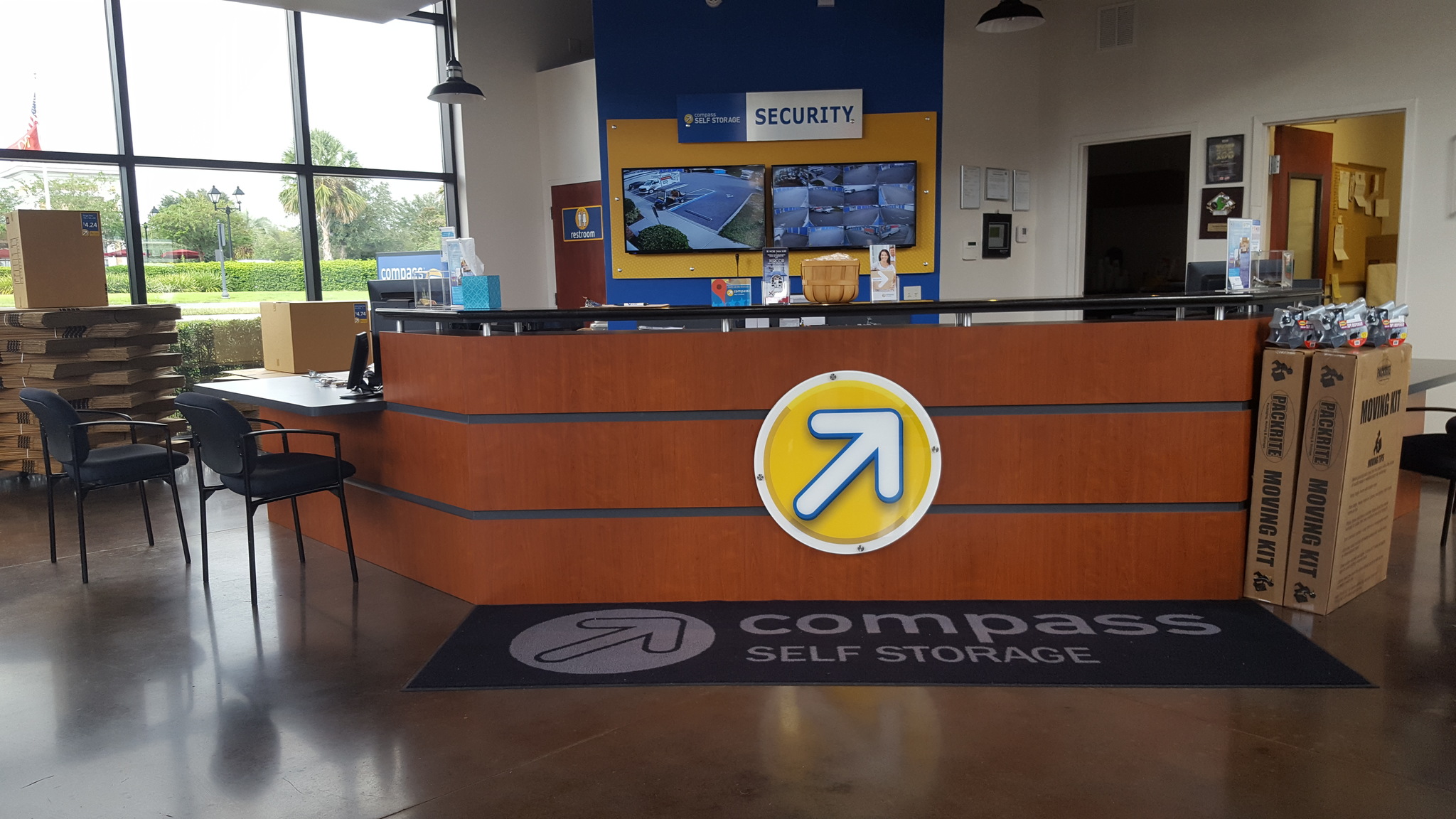 Front desk at Compass Self Storage.
