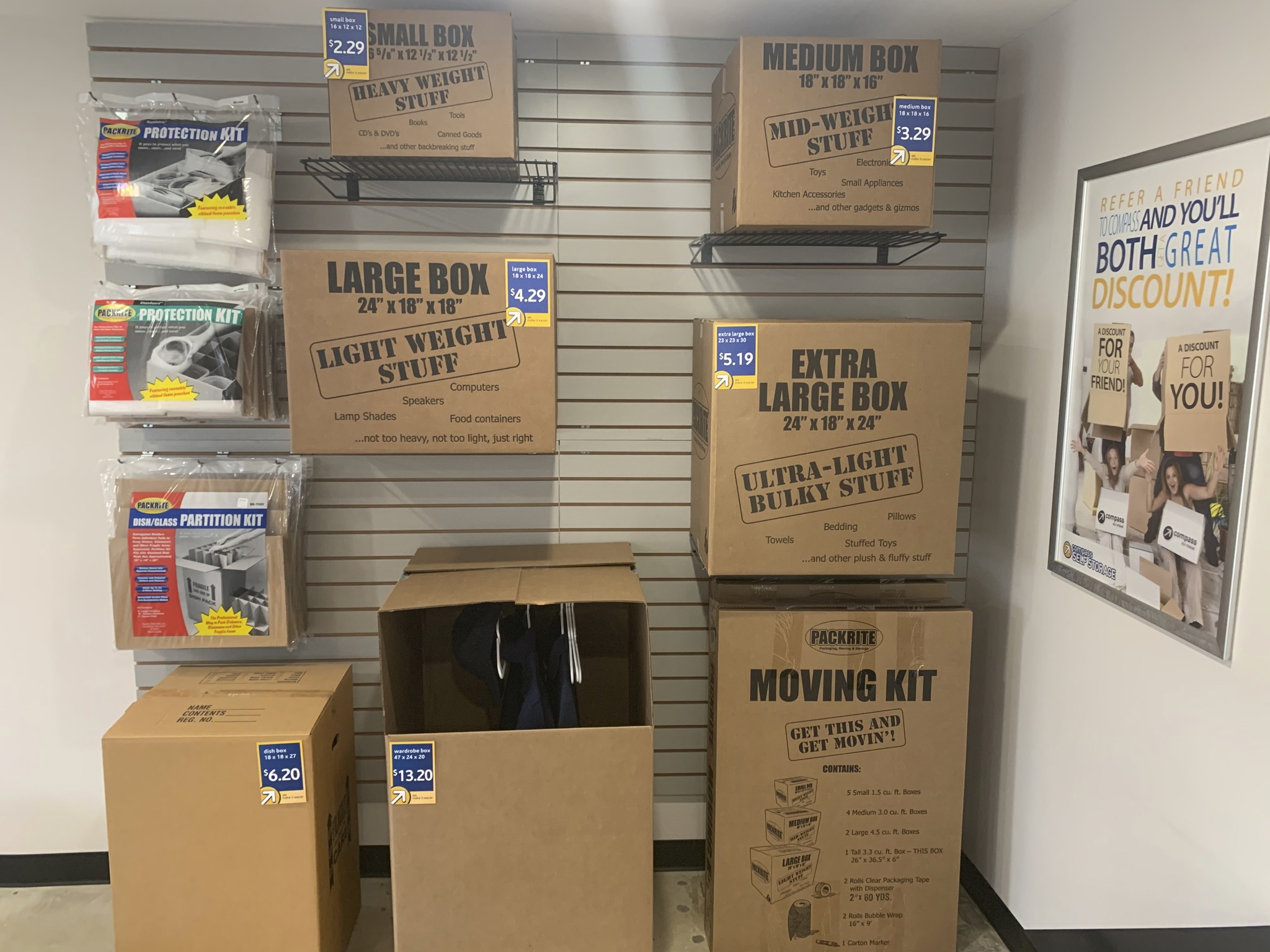 Retail area at Compass Self Storage.