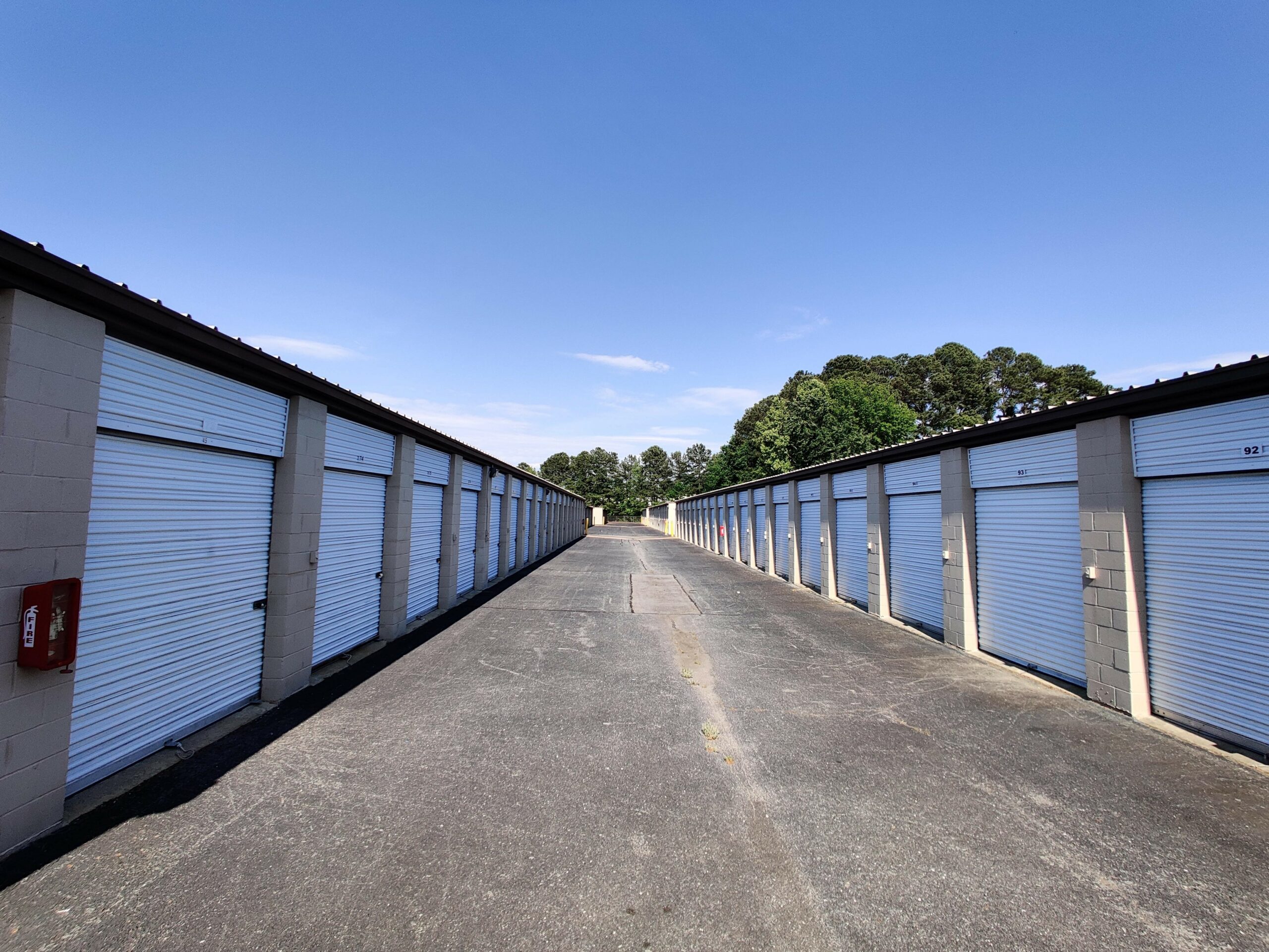 Drive-up units at Compass Self Storage.