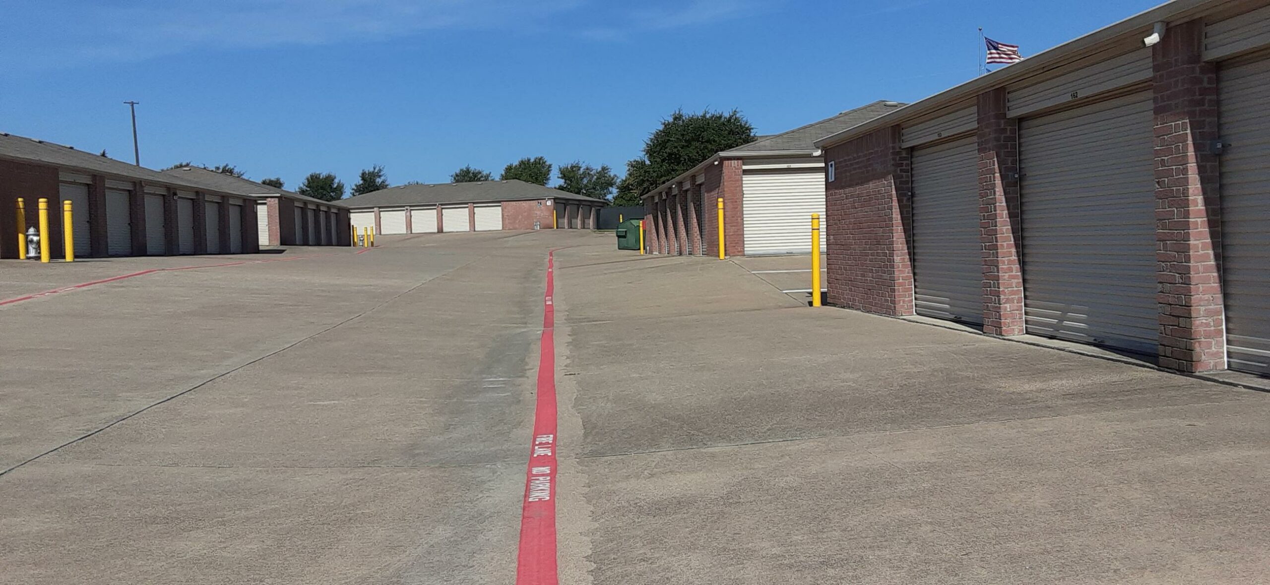 Drive-up units at Compass Self Storage.