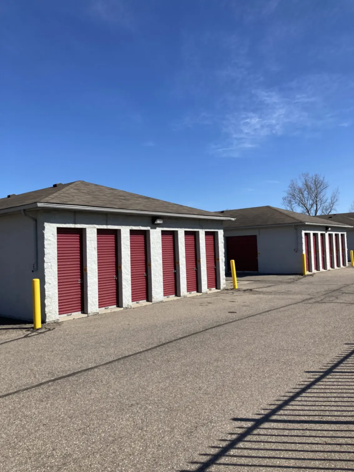 Outdoor storage units at Compass Self Storage.