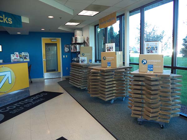 Moving boxes at Compass Self Storage in Madison Heights, MI.