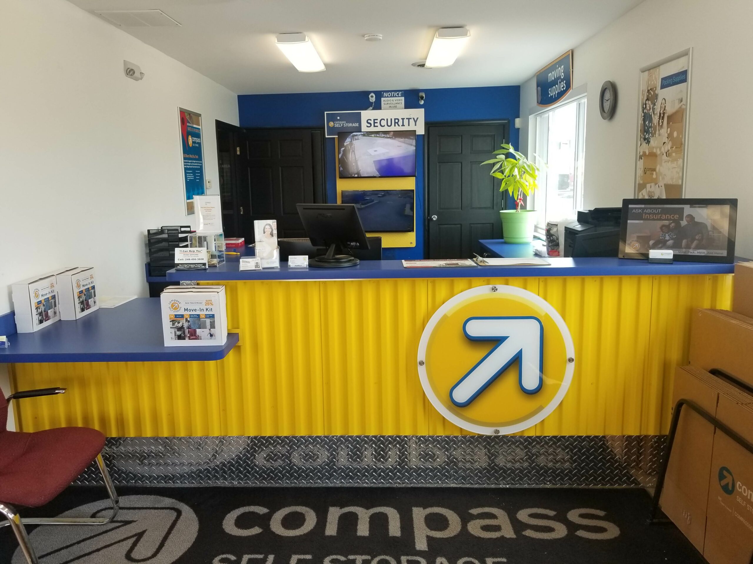 Compass Self Storage front office in Warren, MI.