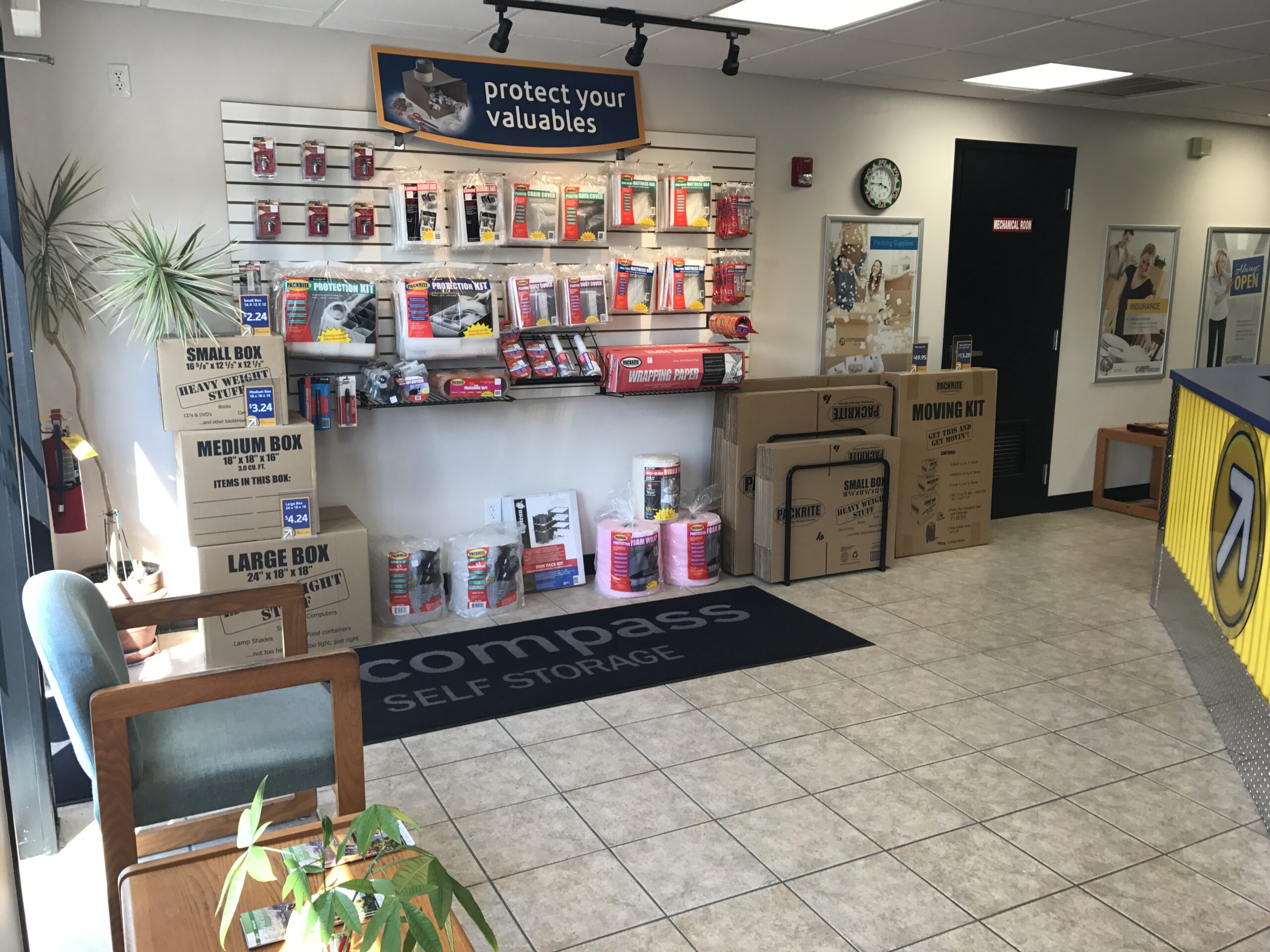 Packing supplies at Compass Self Storage.