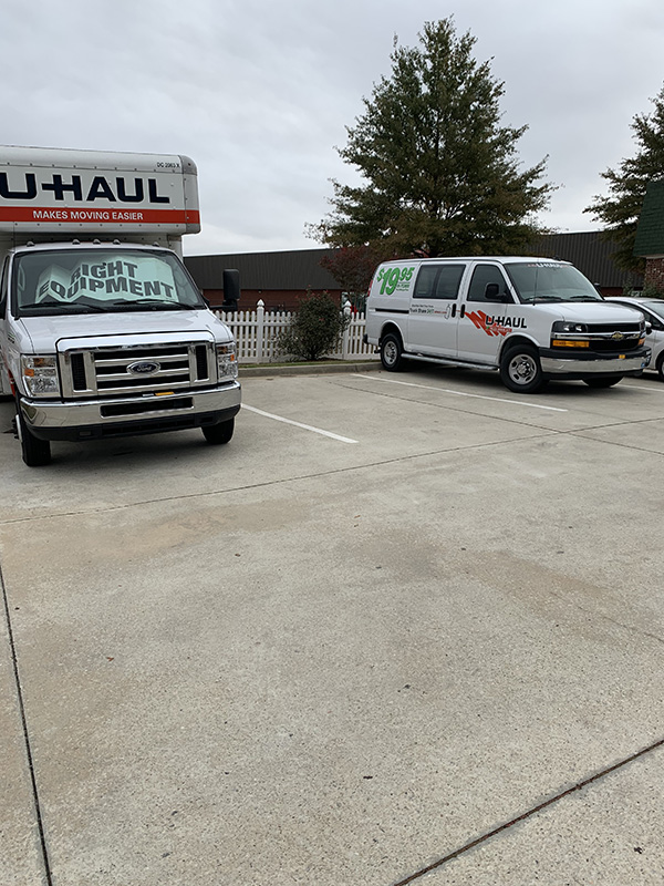 Moving trucks at Compass Self Storage in McDonough.