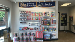 Packing and moving supplies in Compass Self Storage lobby.