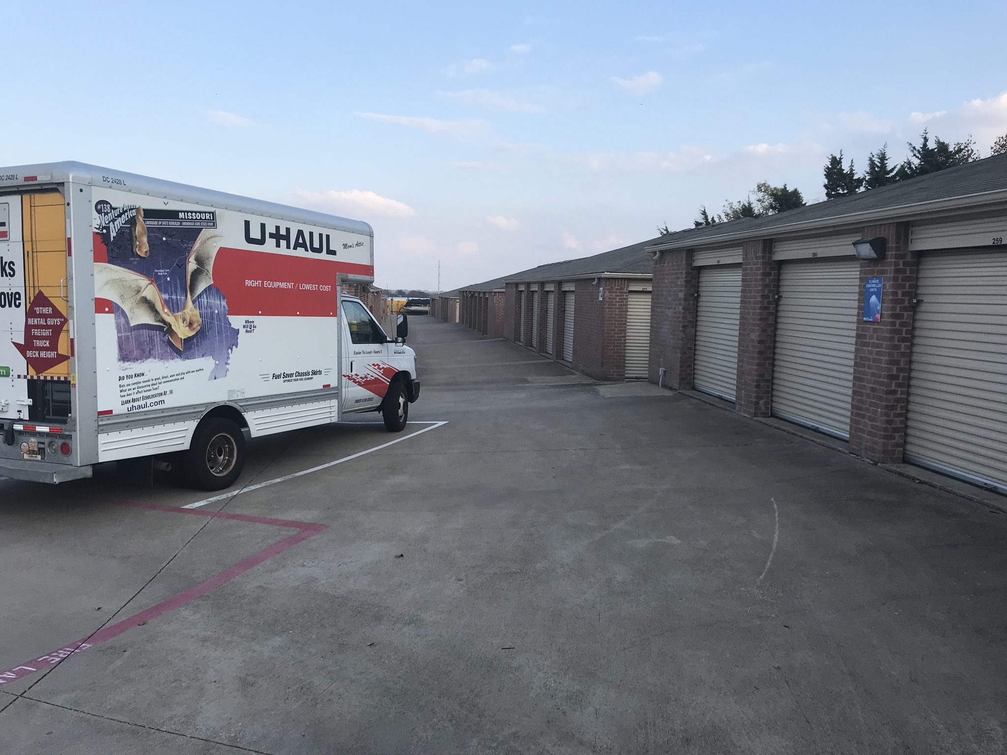 Moving trucks at Compass Self Storage.
