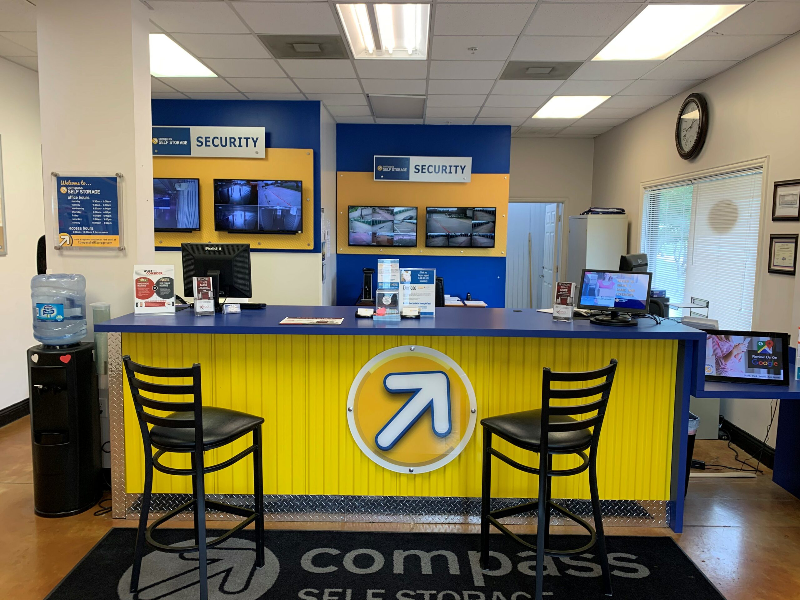 Front desk at Compass Self Storage.