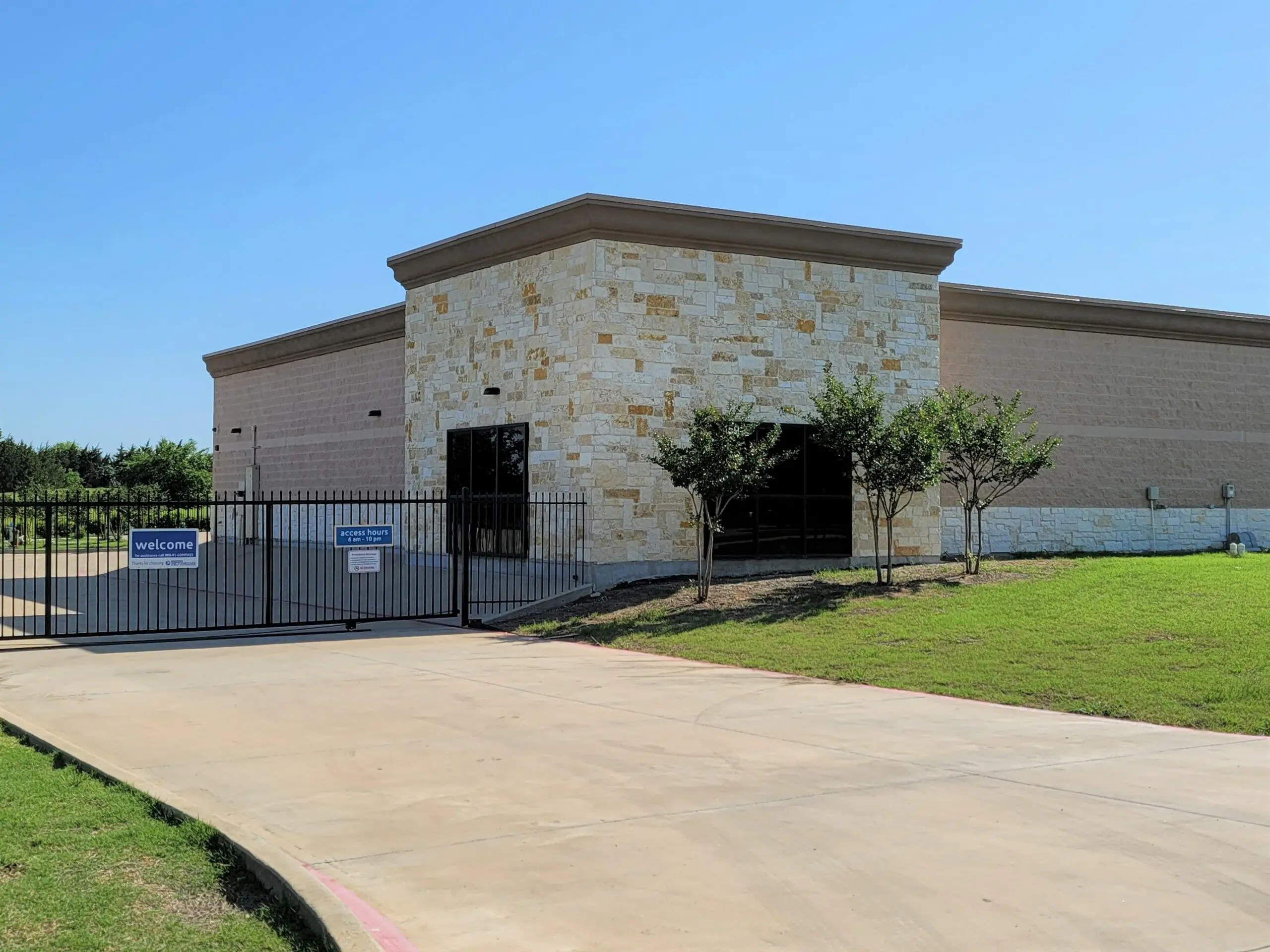 Security gate at Compass Self Storage.