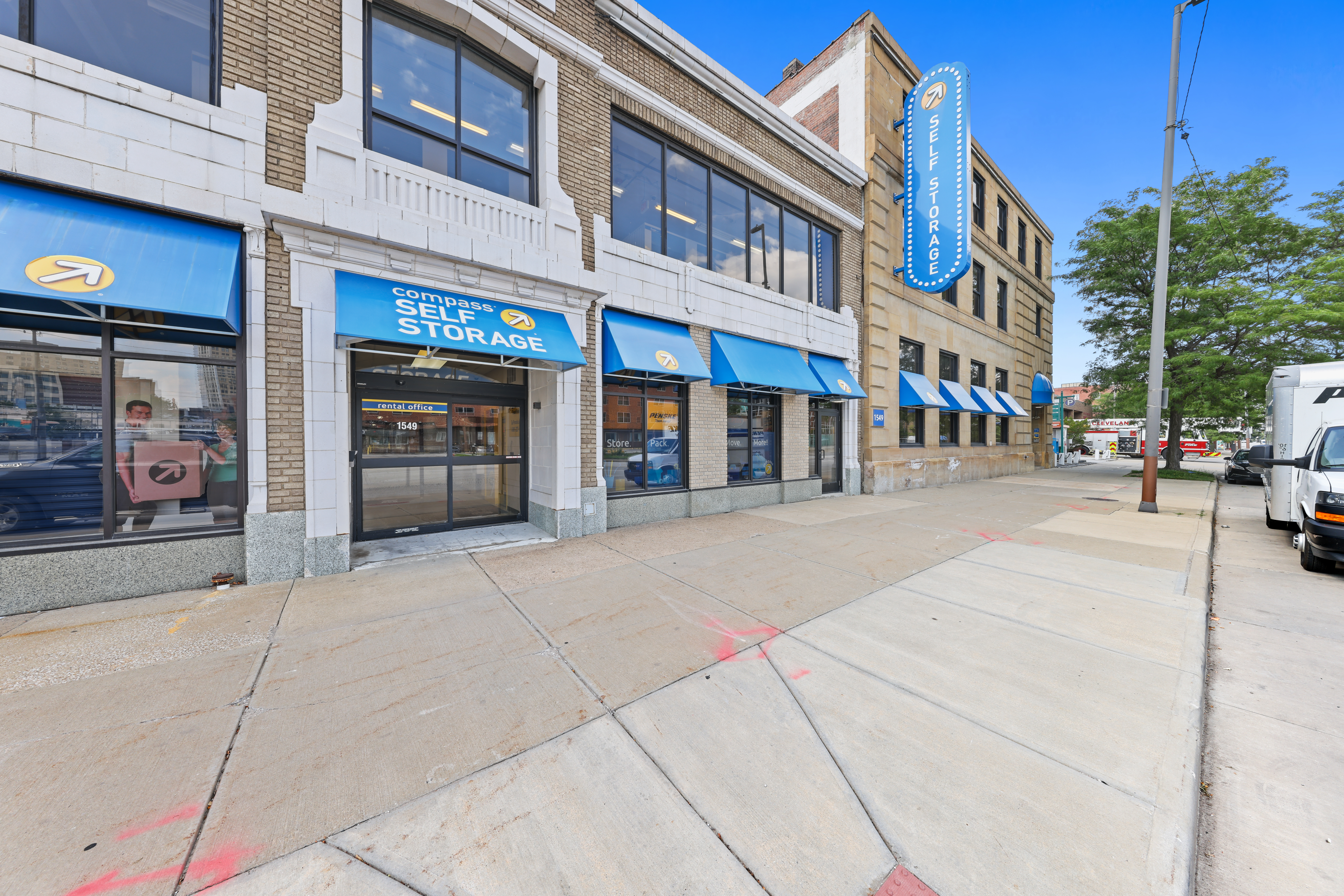 Facility entrance at Compass Self Storage.