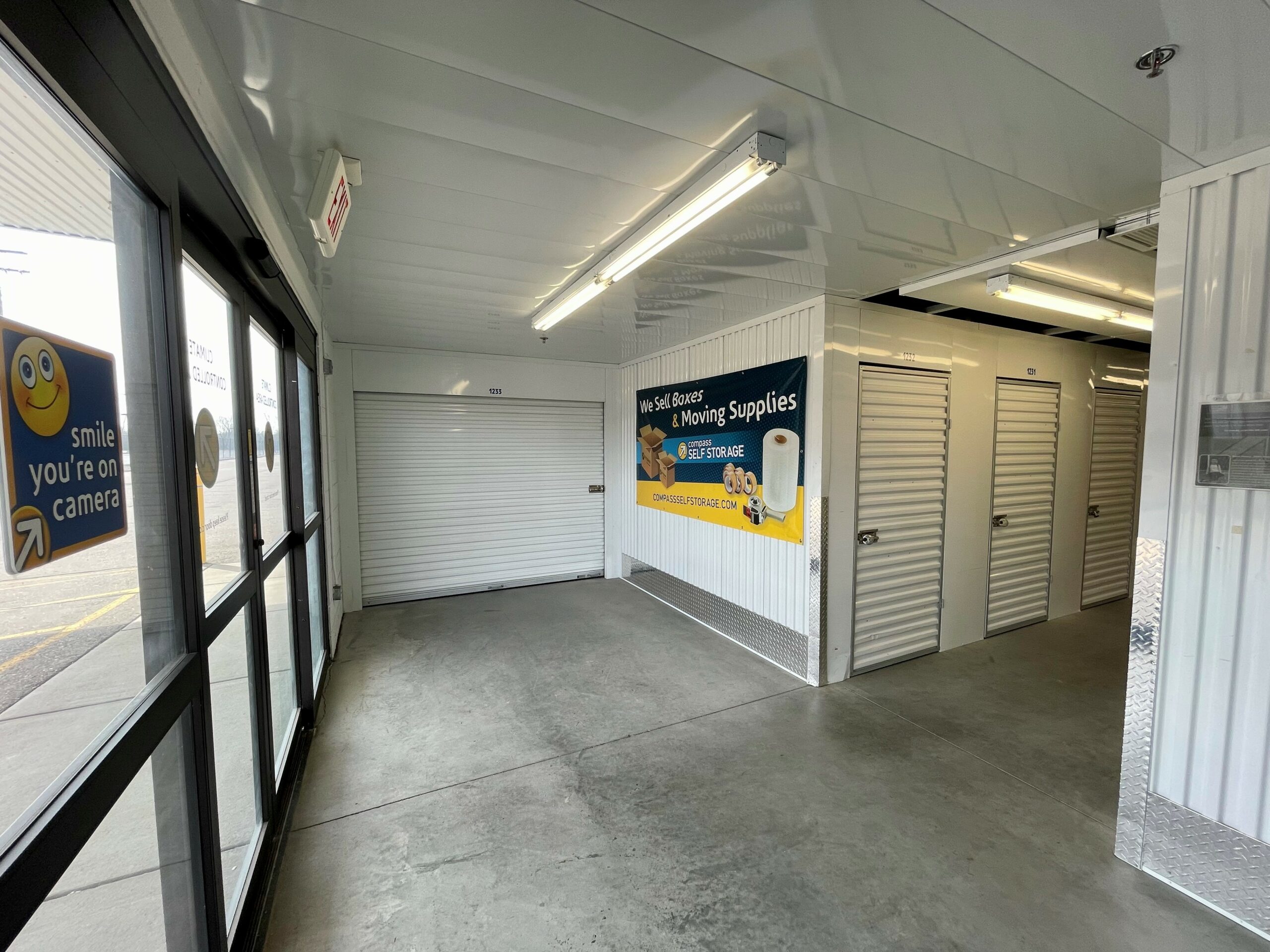 Entrance to indoor storage units.