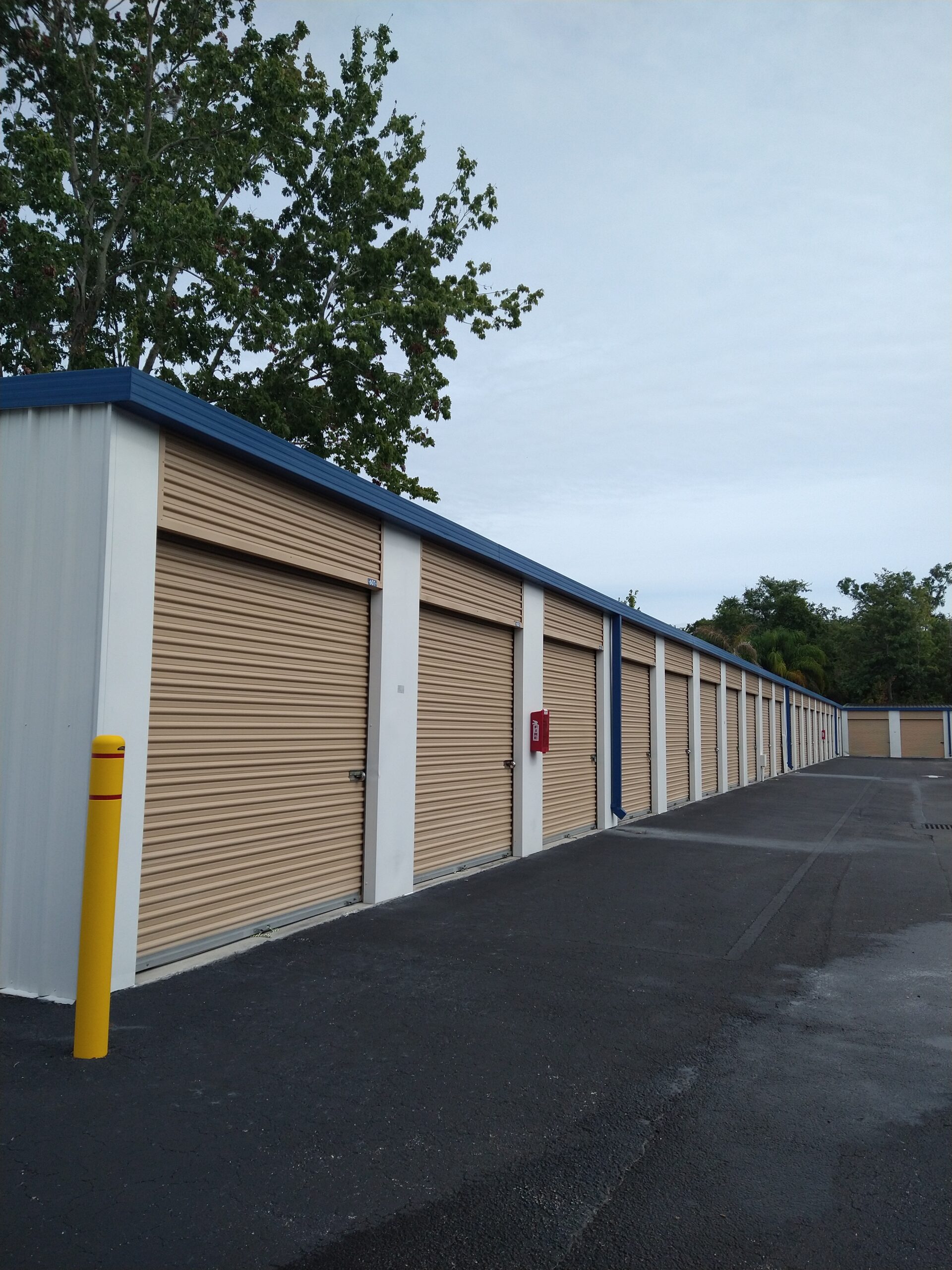 Outdoor storage units with drive-up access.