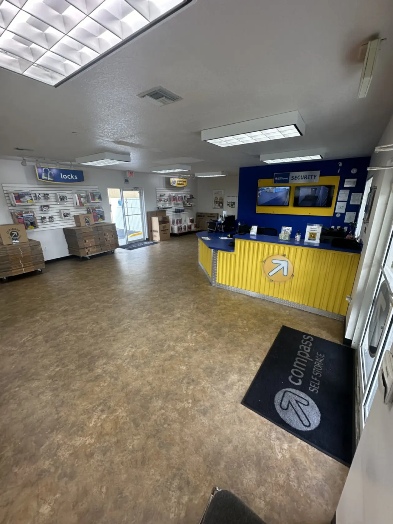 Front desk at Compass Self Storage.