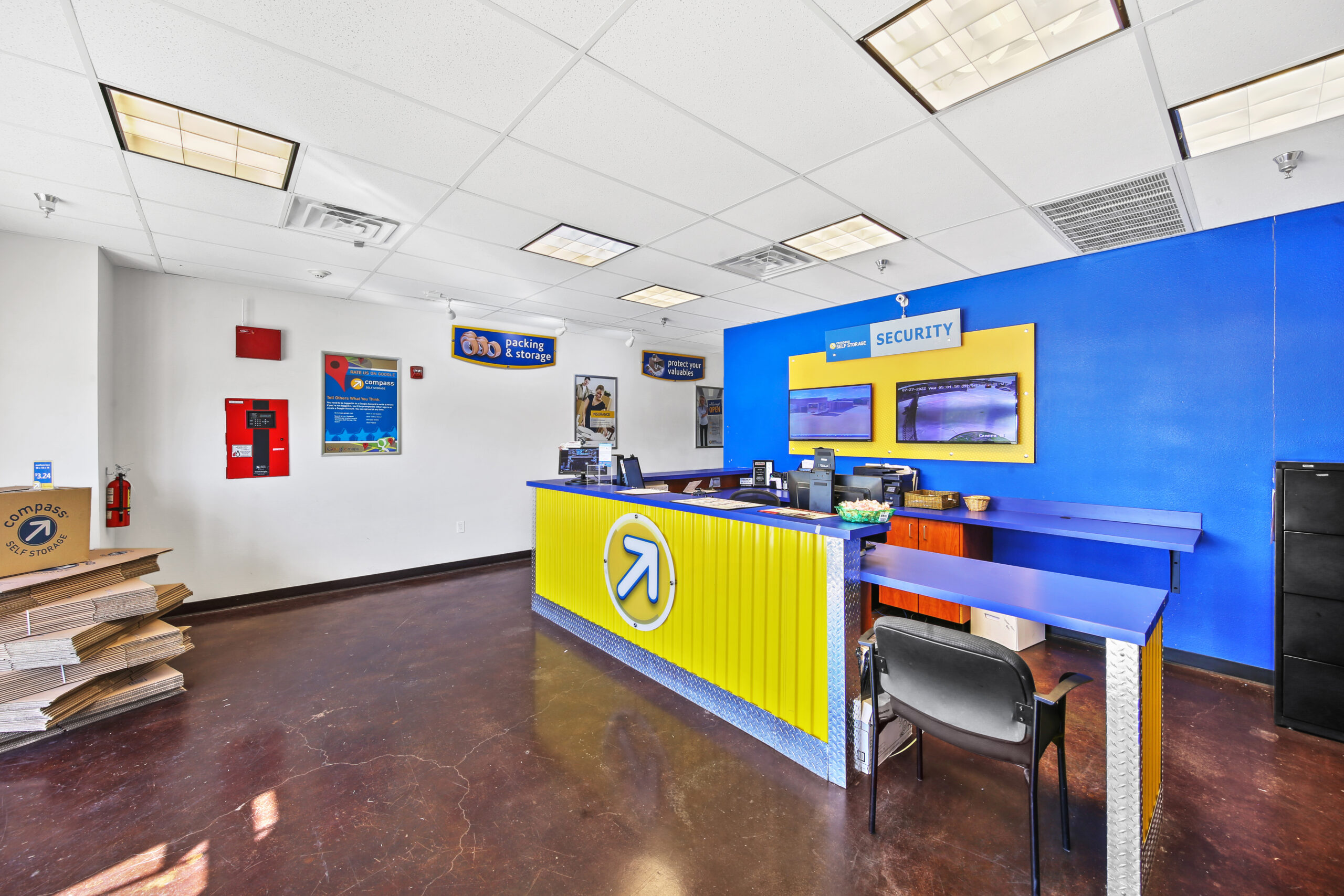 Front office with security camera system.