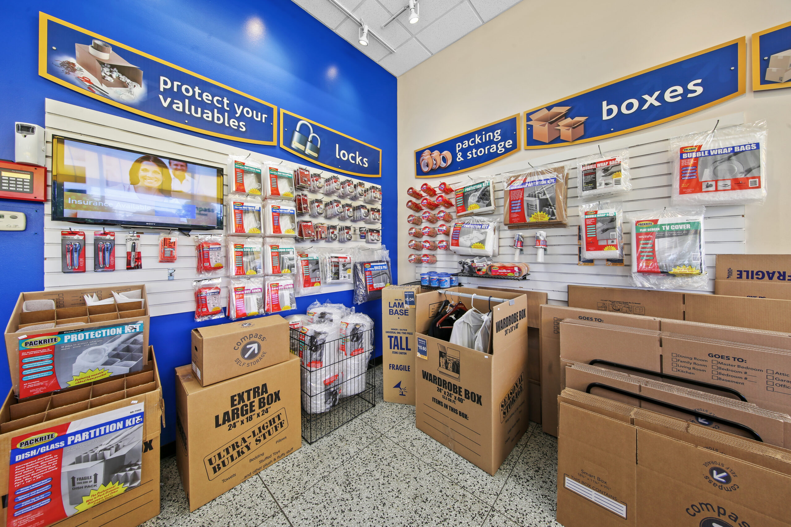 Packing supplies at Compass Self Storage.