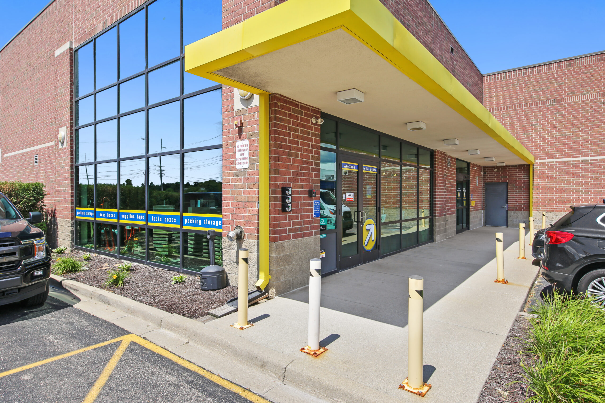 Front entrance of storage building.