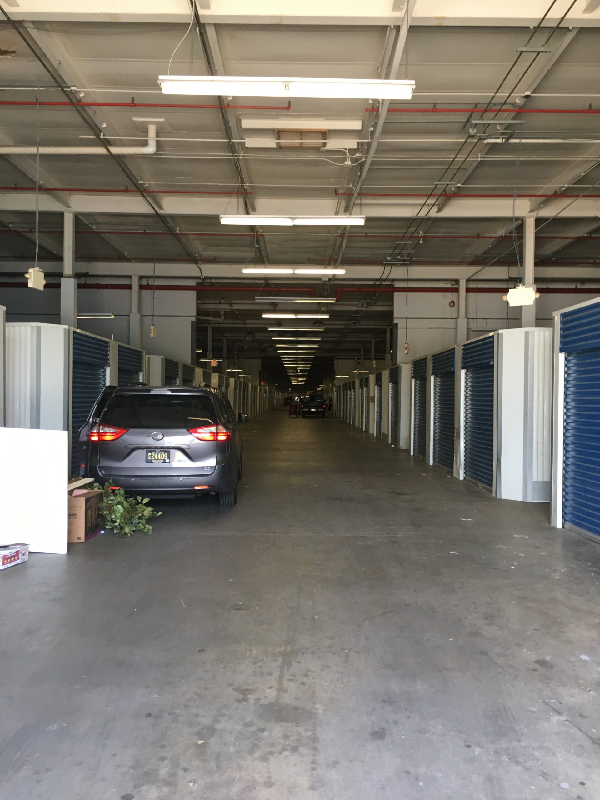 Indoor drive-up storage units.