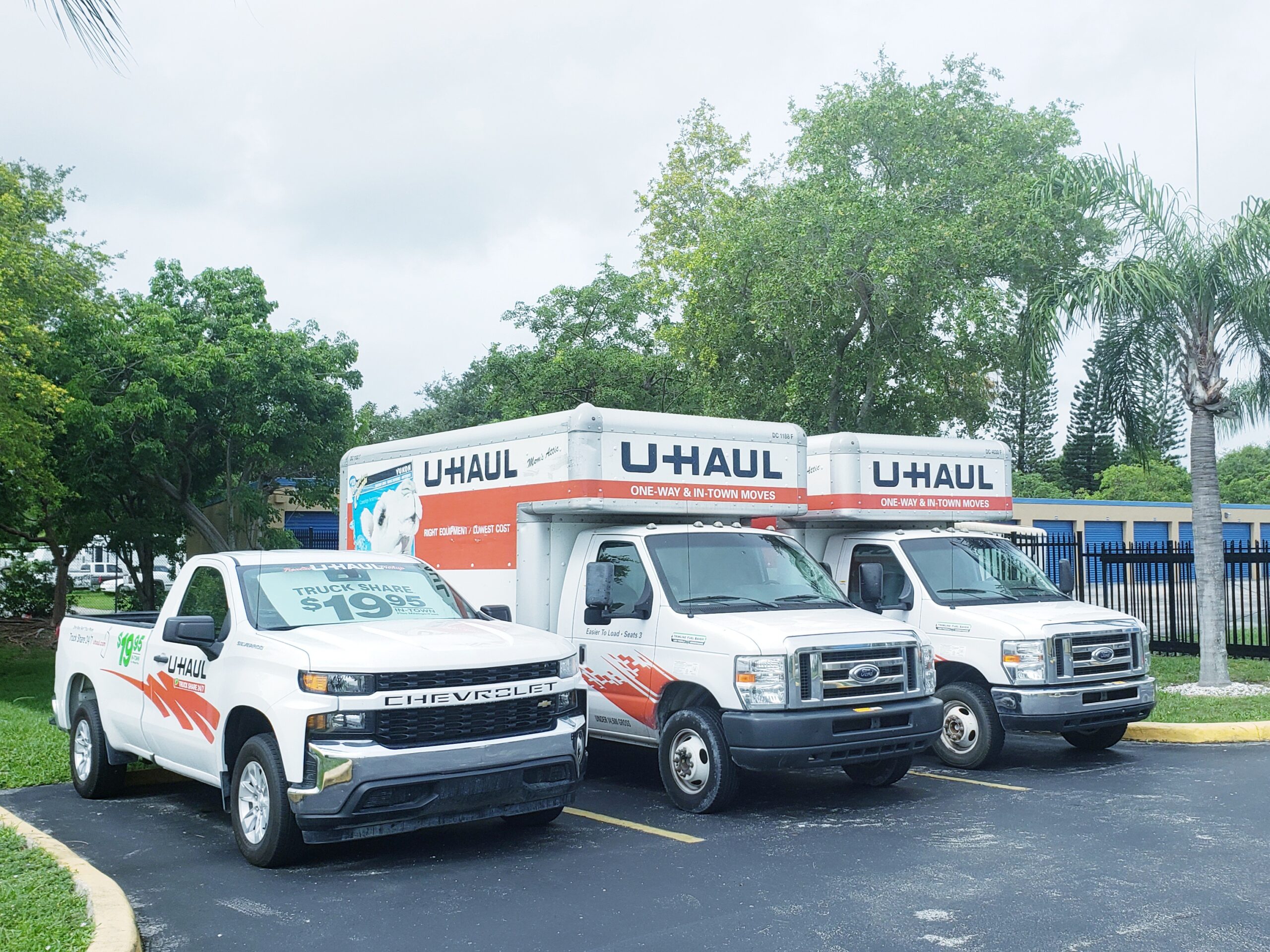 Uhaul trucks at a Compass Self Storage Facility in Florida City, FL
