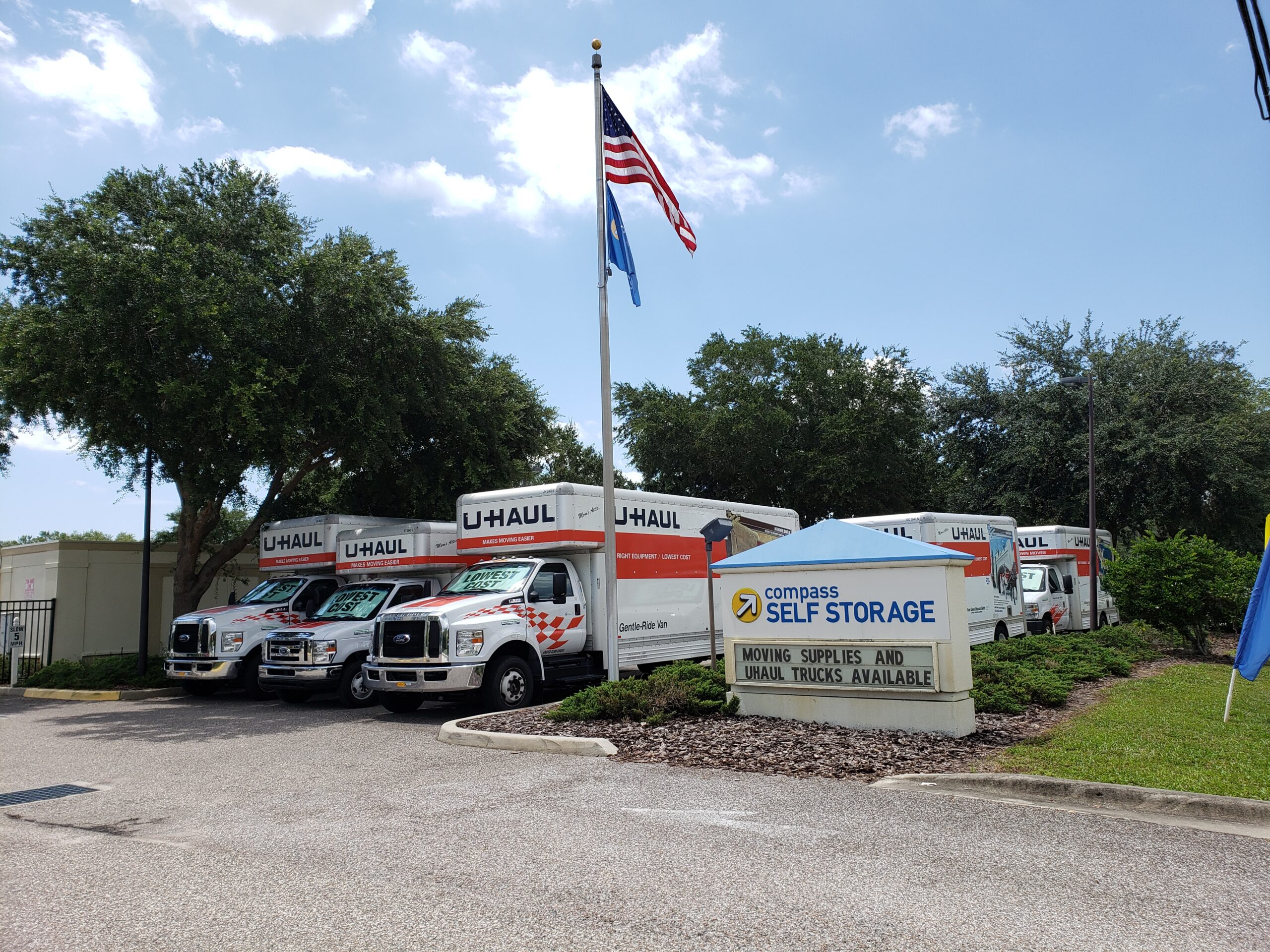 U-Haul Truck in front of a Compass Self Storage Facility in Sarasota, FL