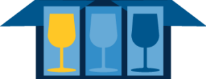 Graphic of wine glasses in a moving box.