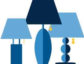 Graphic of three lamps with varying heights.