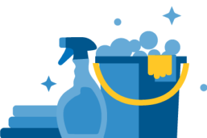 Graphic of cleaning supplies.