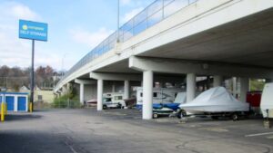 Boat and RV parking at a Compass Self Storage facility.