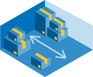 Graphic of boxes stored in a storage unit.