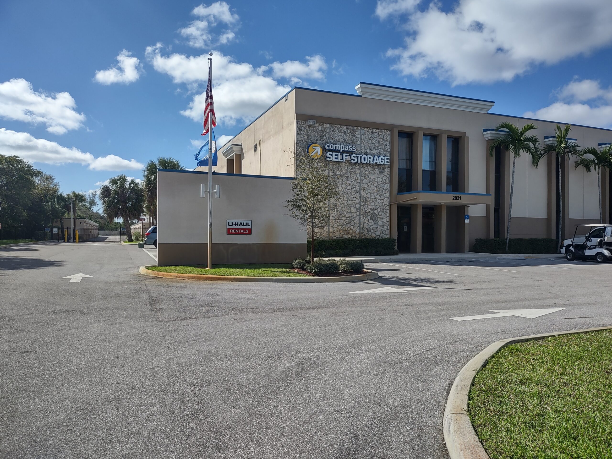 Exterior view of Compass Self Storage in Palm Beach, FL.