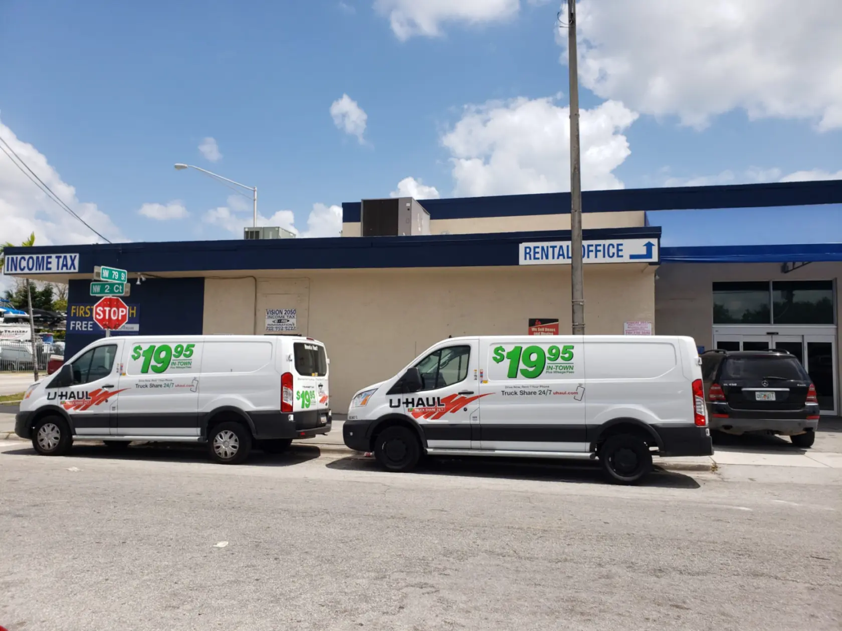 Parked uhaul rentals.