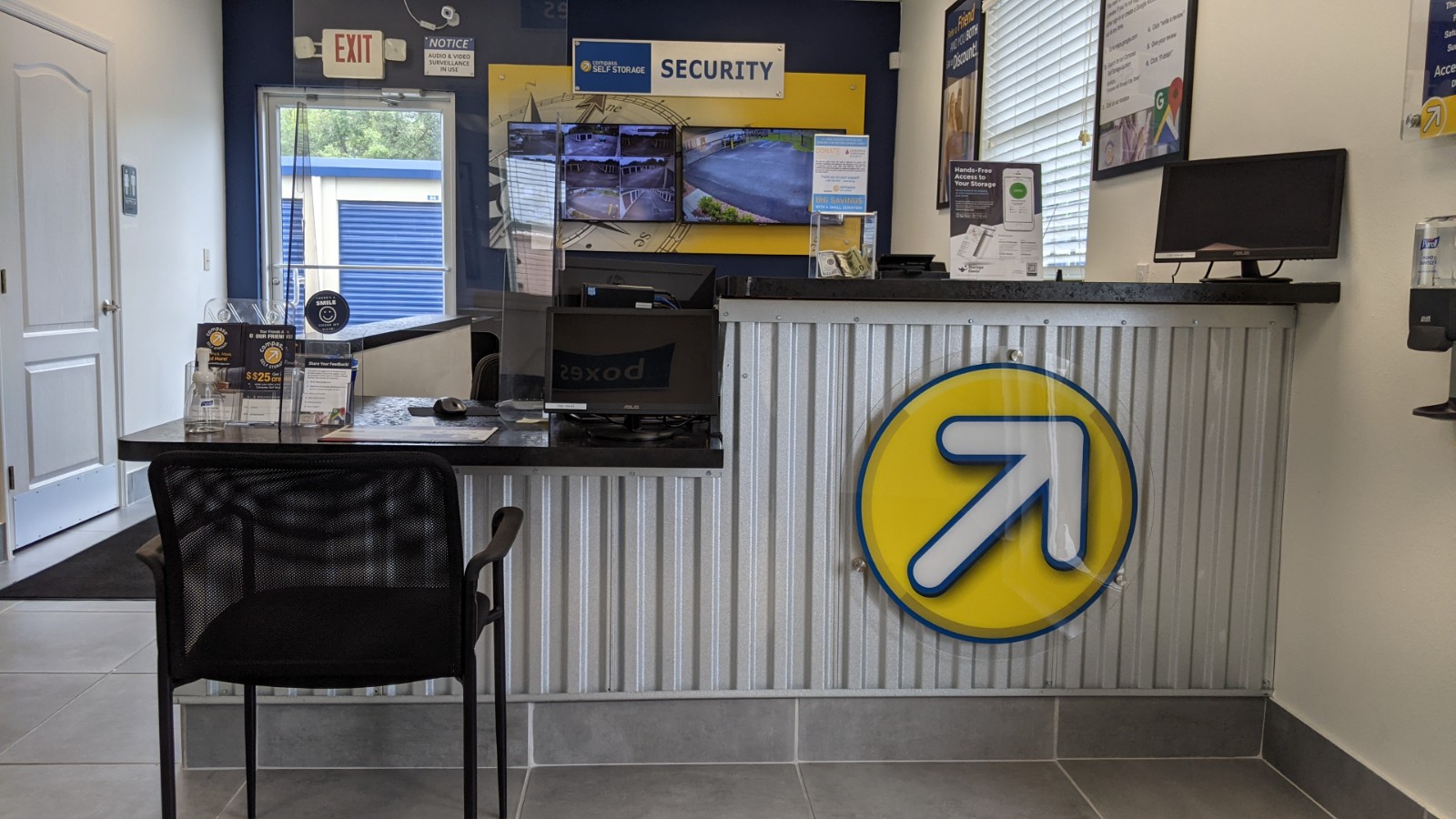 Front desk at Compass Self Storage.