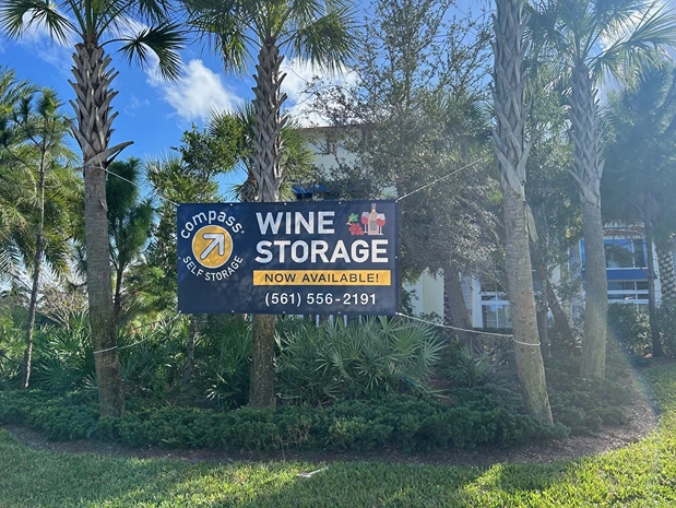 Facility signage at Compass Self Storage.
