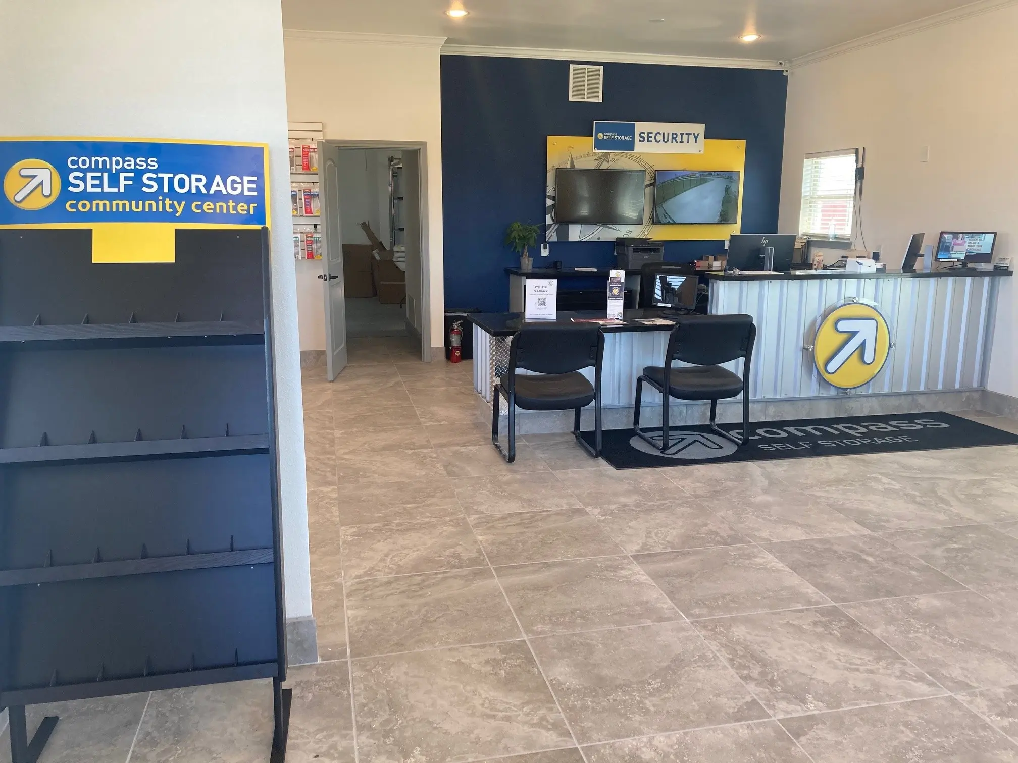 Front desk at Compass Self Storage.