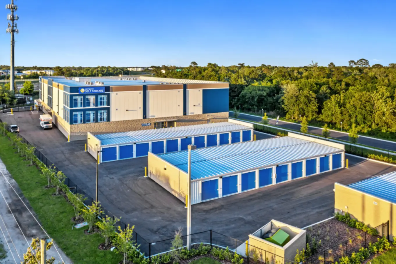 Drive-up units at Compass Self Storage.