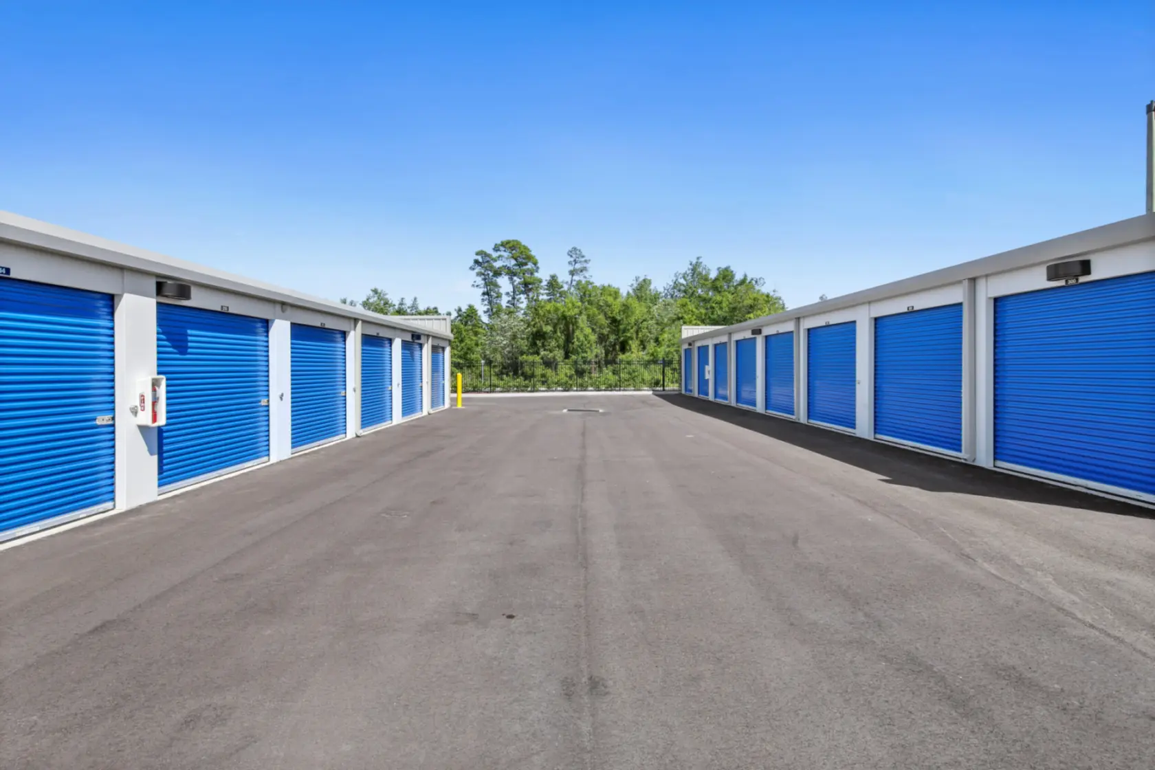 Drive-up units at Compass Self Storage.