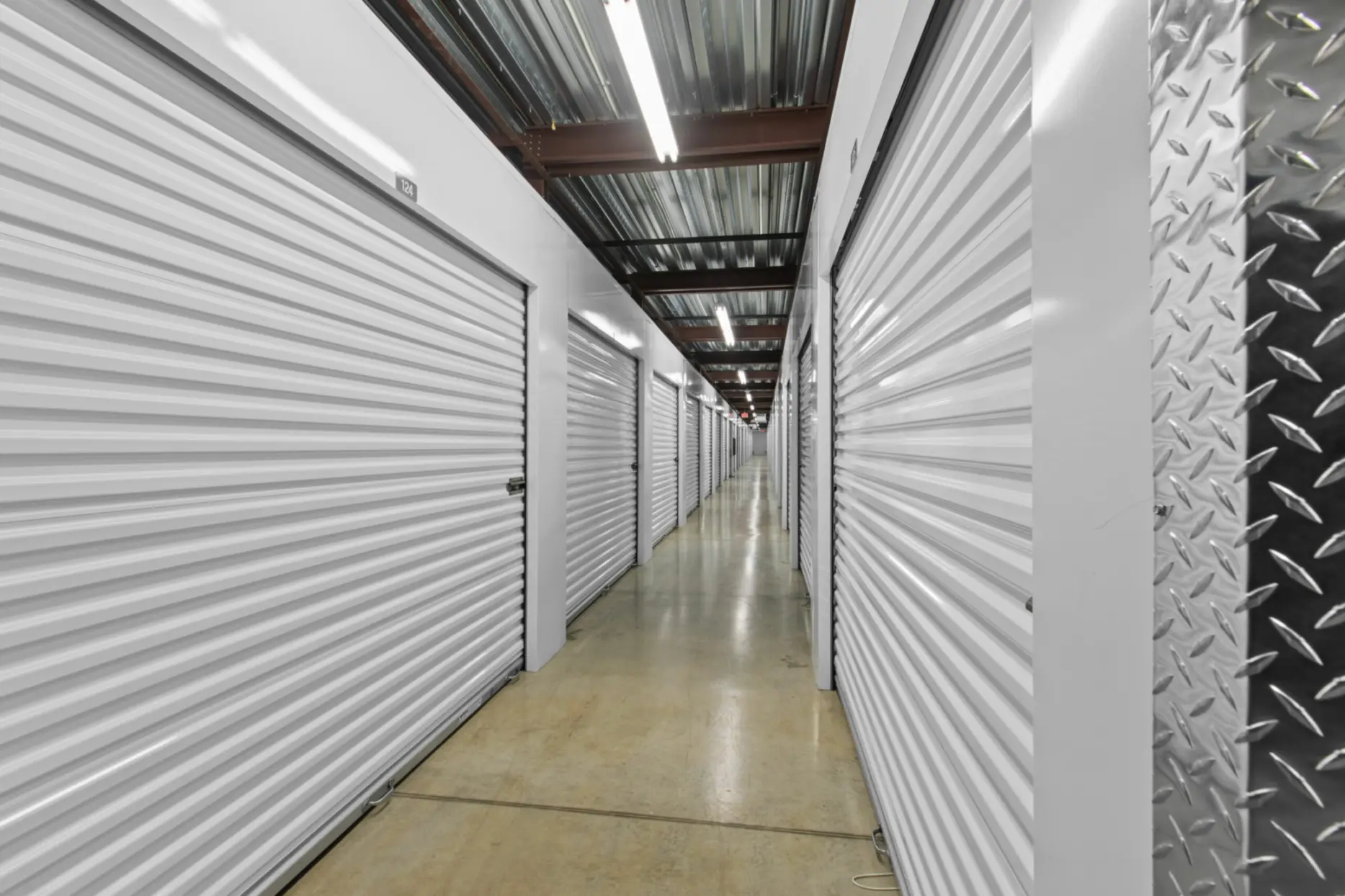 Indoor storage units at Fairburn, GA, Compass Self Storage facility.