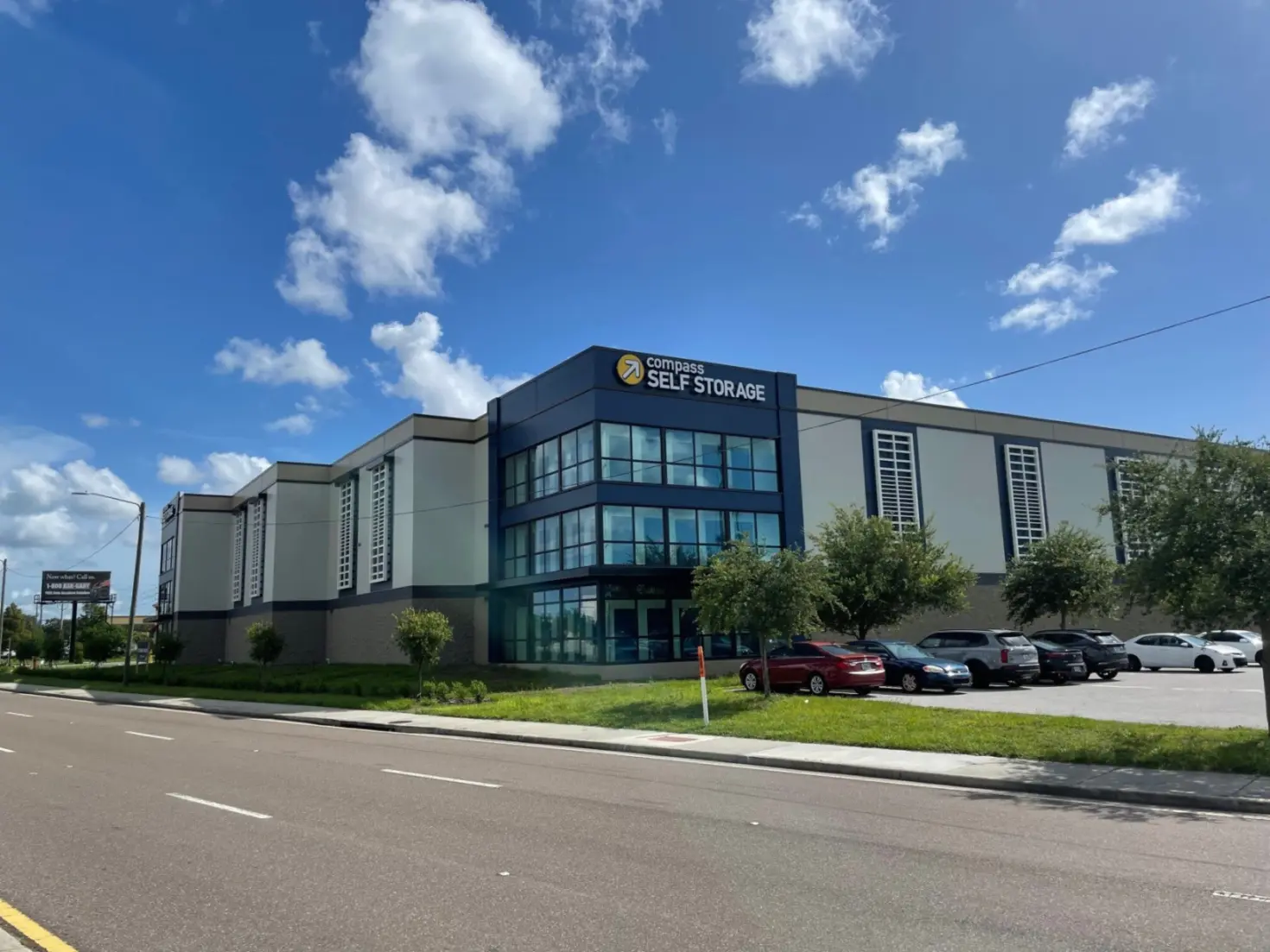Compass Self Storage building exterior.