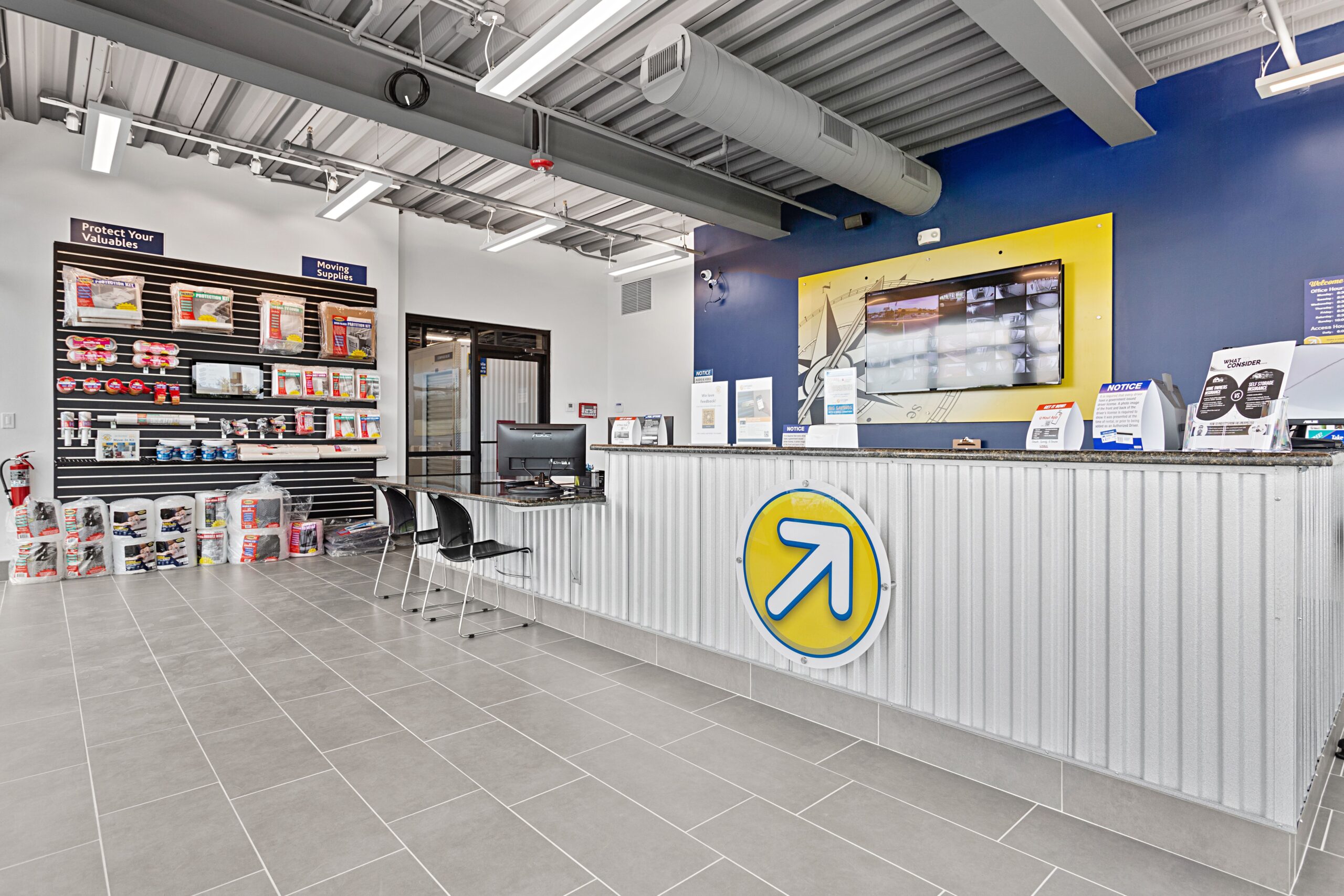 Large front office Compass Self Storage.