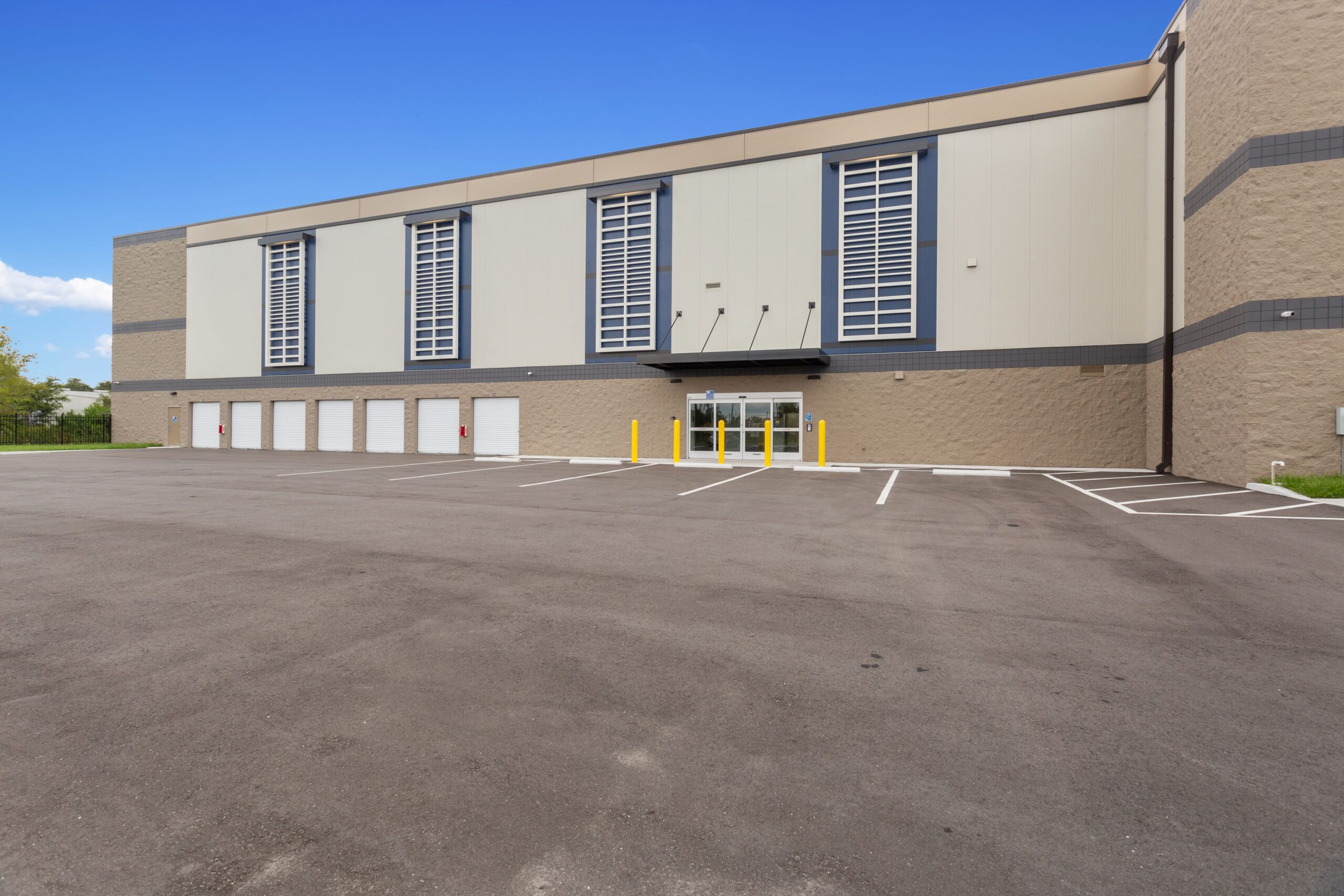 Side door and loading bays at Compass Self Storage.