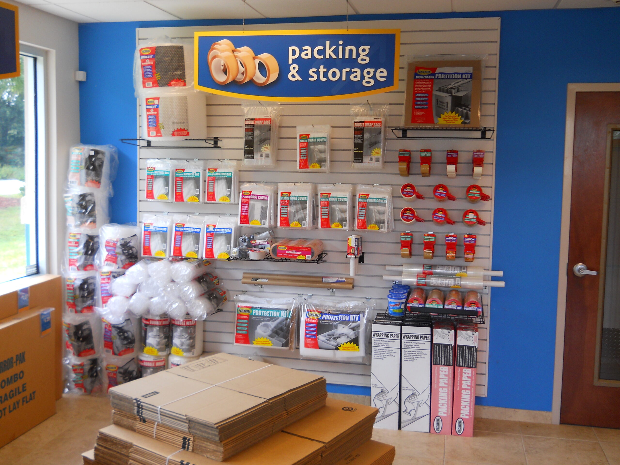 Packing and moving supplies for sale at the Sarasota location.