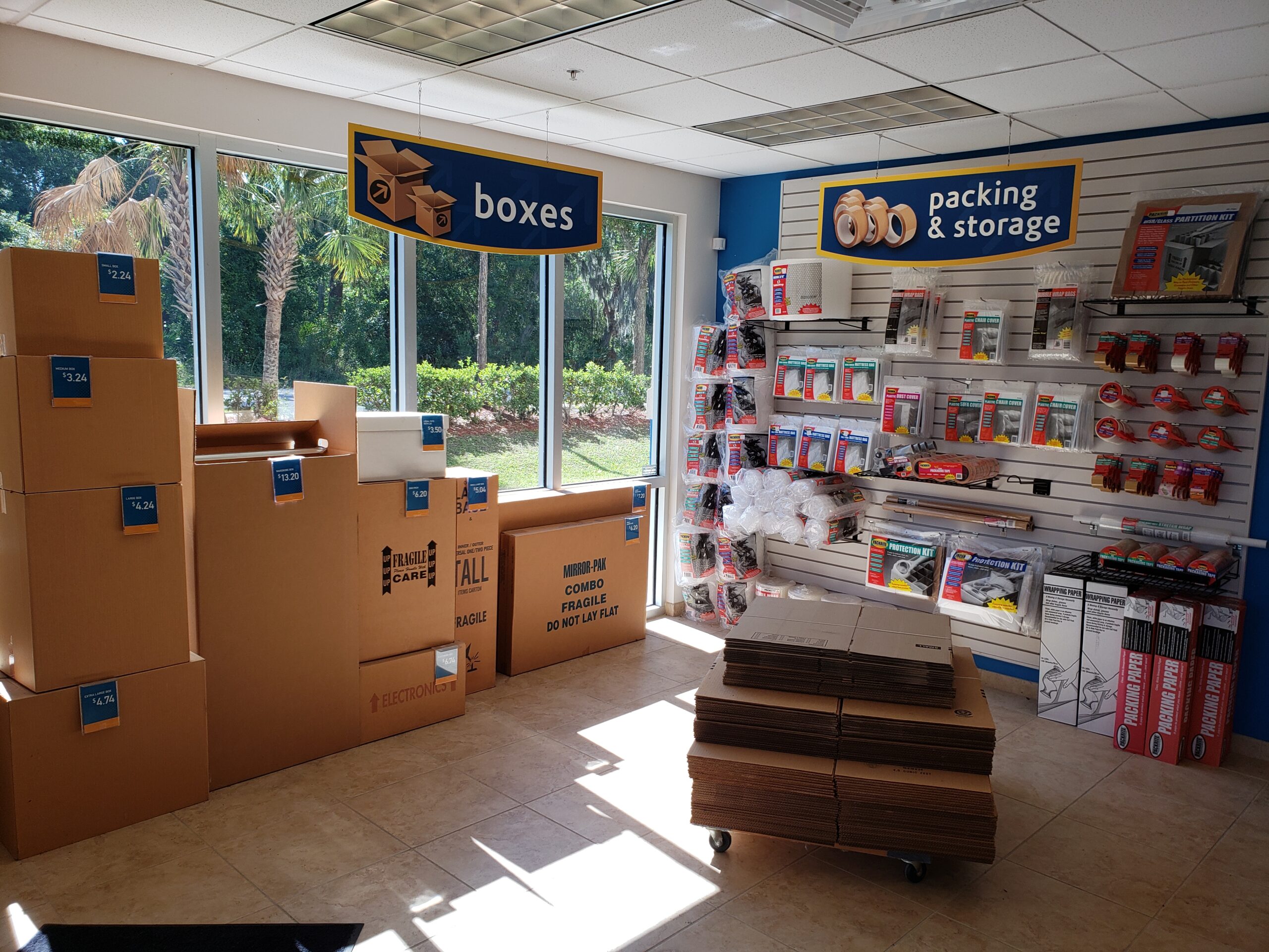 Moving supplies at Compass Self Storage in Sarasota.