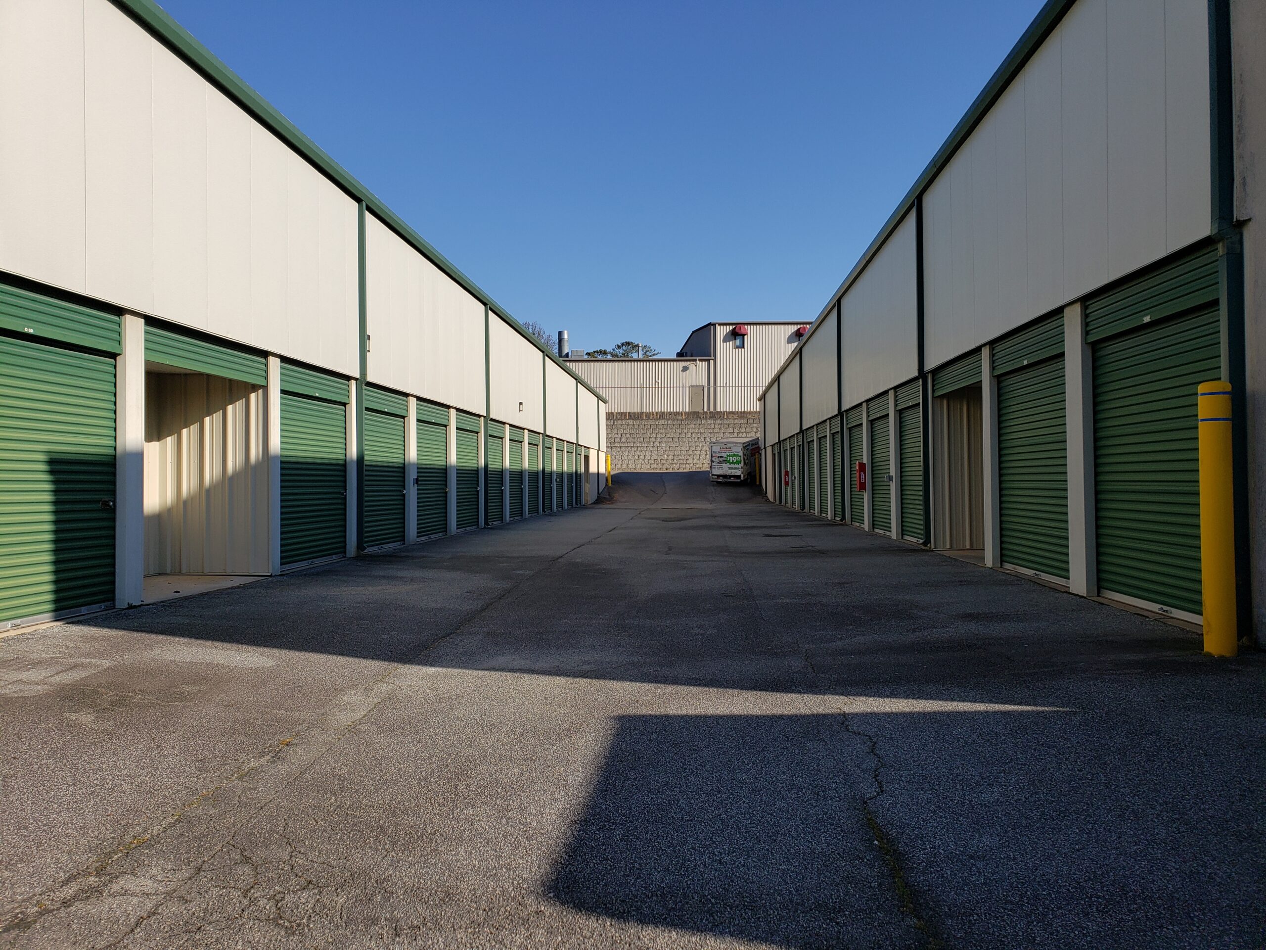 Drive-up units at Compass Self Storage.
