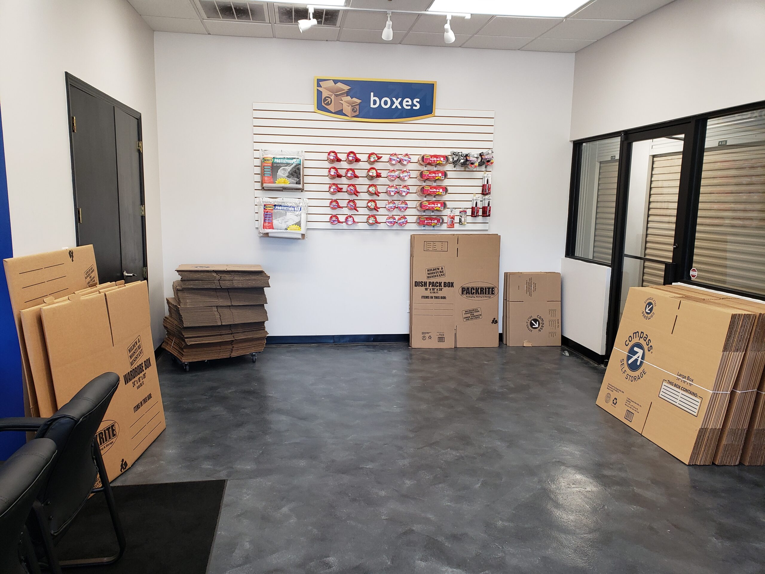 Packing supplies at Compass Self Storage.