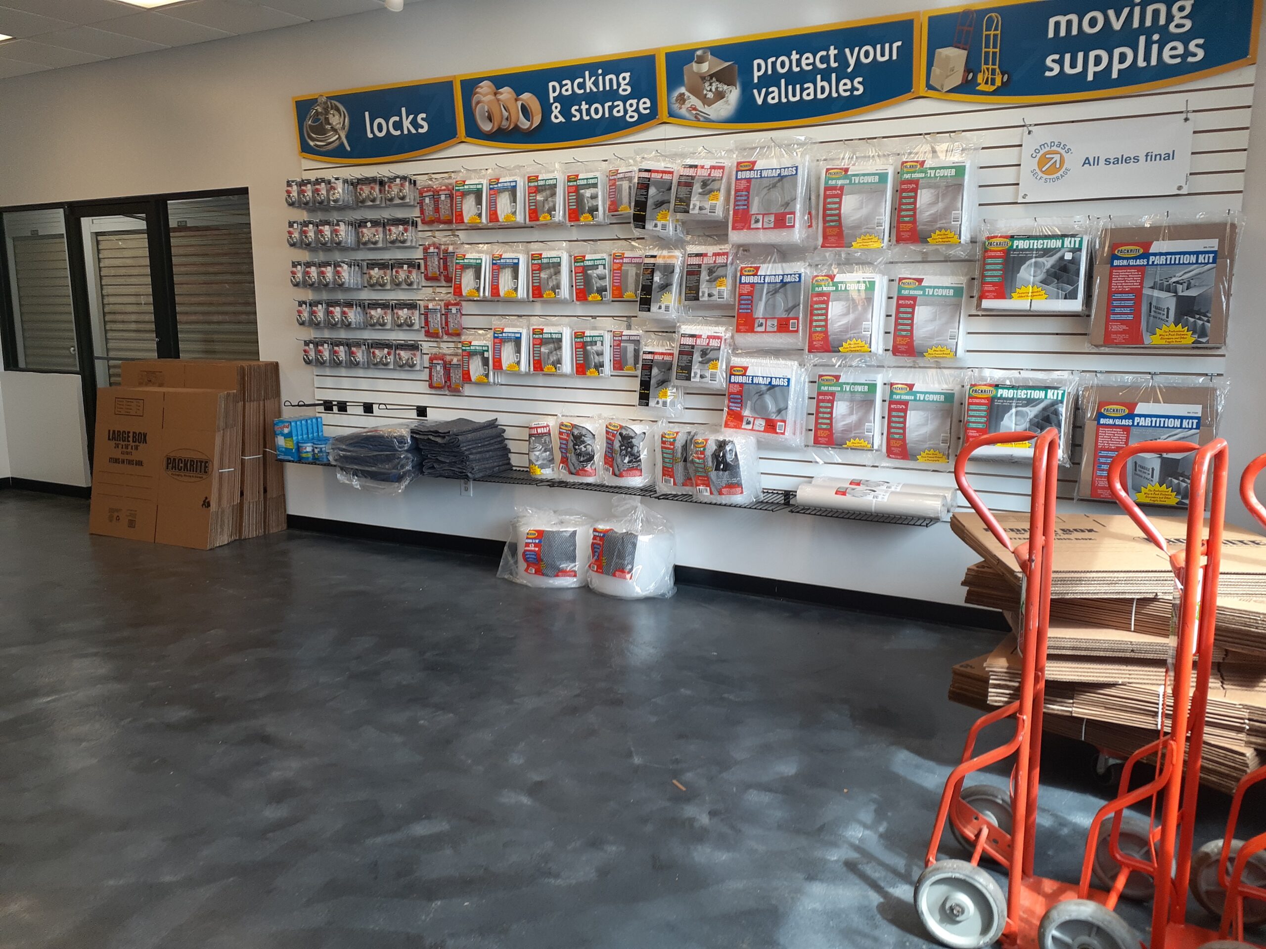 Packing supplies at Compass Self Storage.