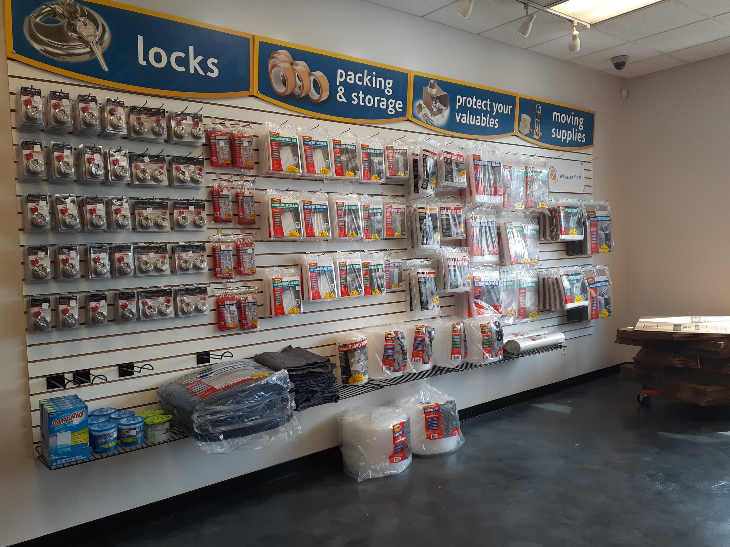 Packing supplies at Compass Self Storage.