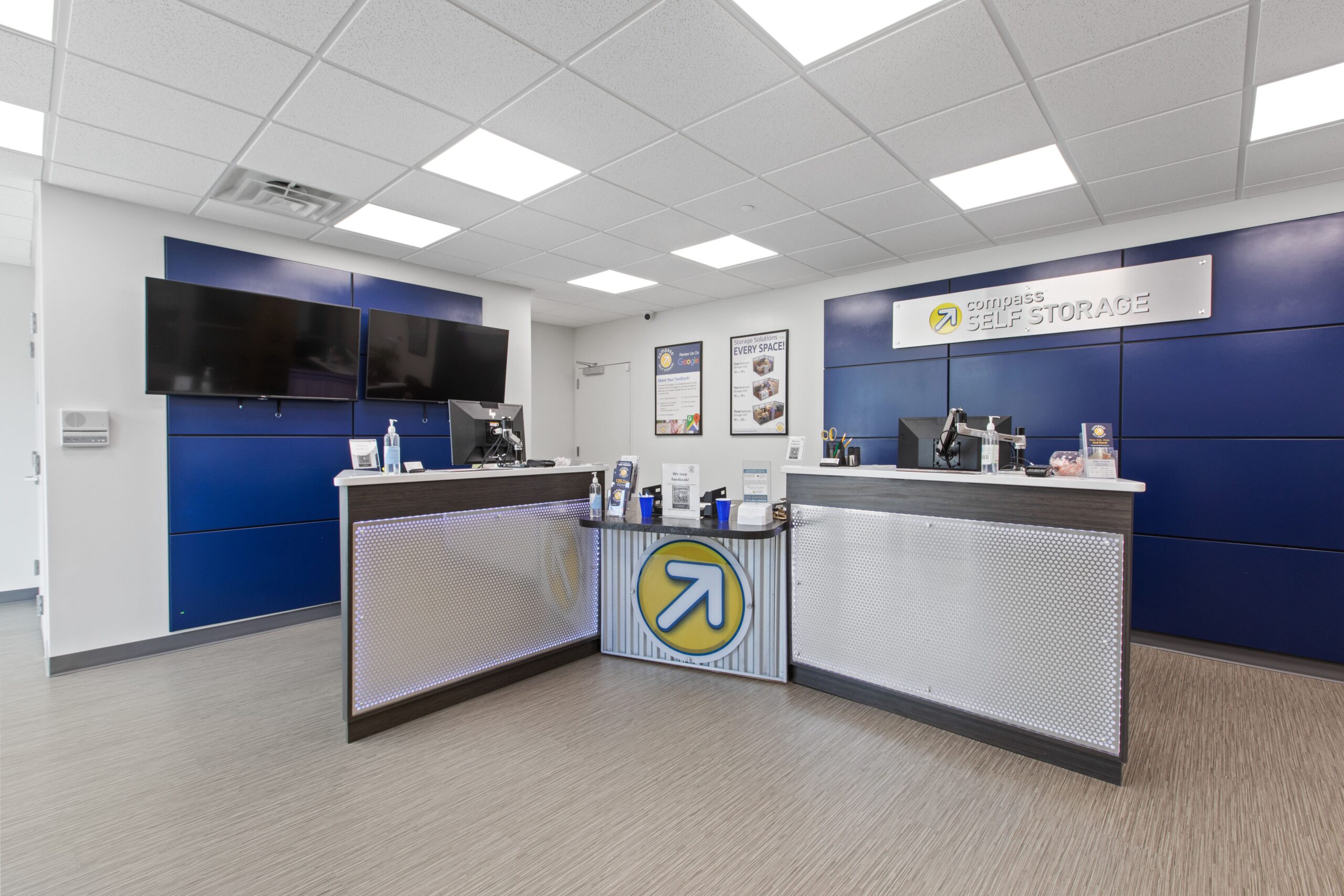 Service desk at Compass Self Storage.