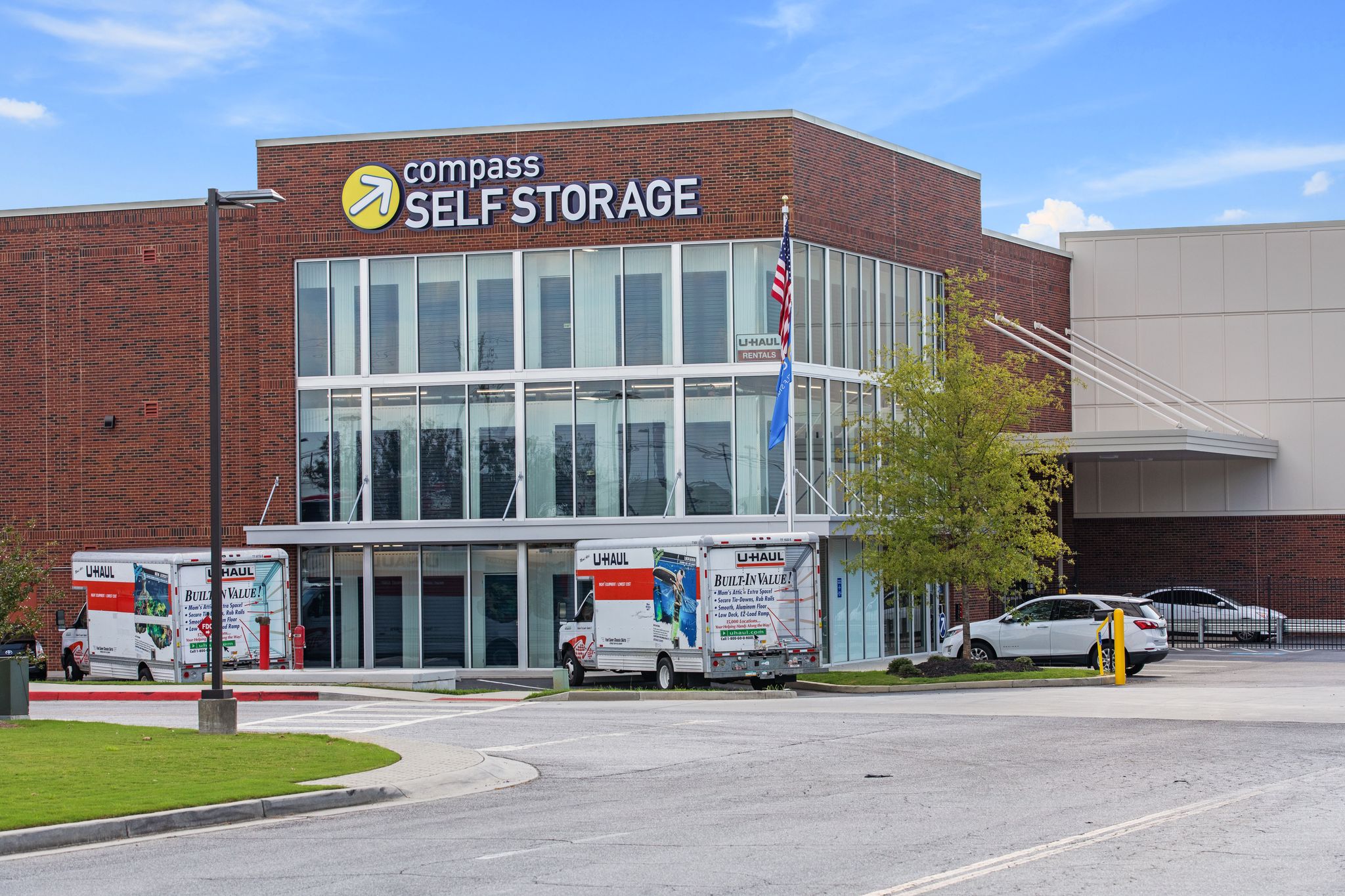 Compass Self Storage building exterior.