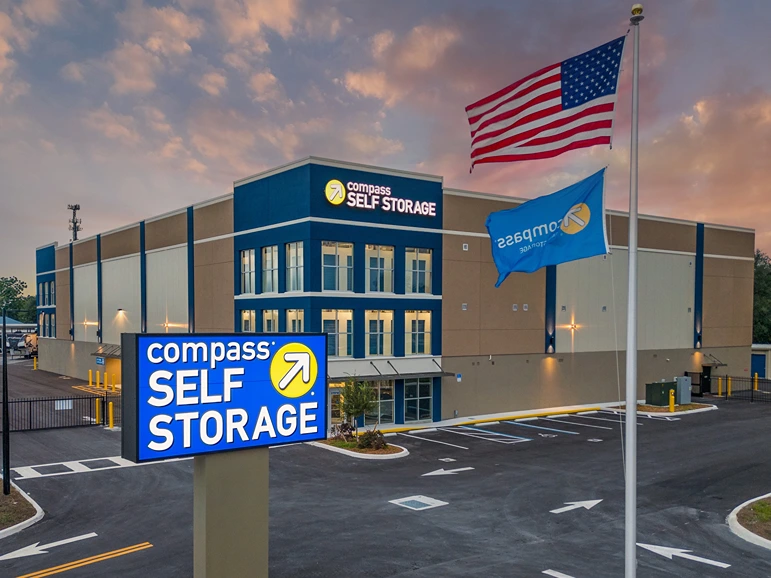 Compass Self Storage building exterior.