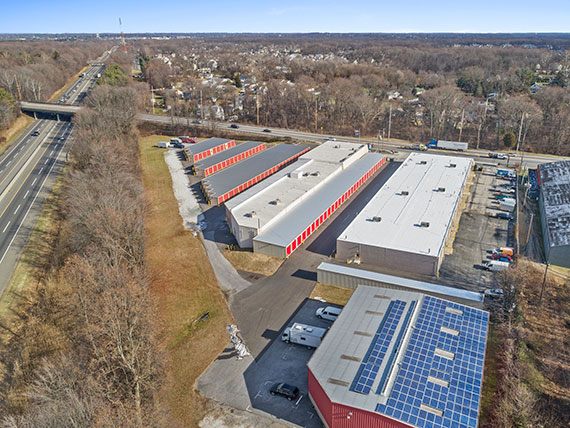 Aerial view of Compass Self Storage.